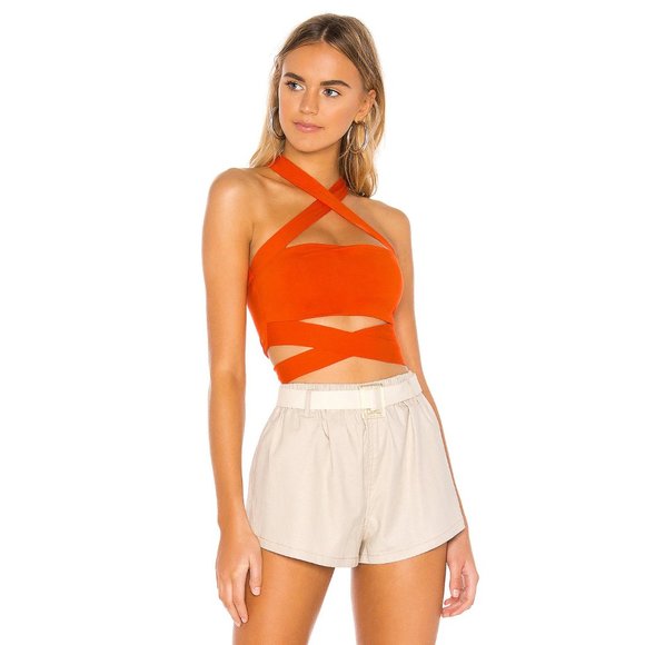 superdown Tops - superdown Elva Halter Tie Top in Poppy